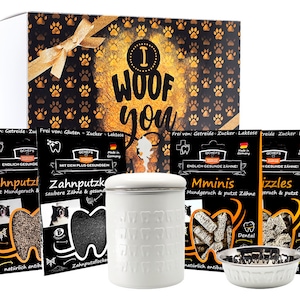 QCHEFS lucky box set dog gift for dog owners for Christmas with natural dental care - also against tartar and inflammation