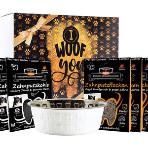 Lucky Box Licking Bowl Dog Gift for Dog Owners for Christmas with Natural Dental Care - also against tartar and inflammation
