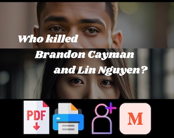 Printable Murder Case Brandon Cayman and Lin Nguyen: Detective Game, Unsolved Murder, Cold Case Files, Murder Mystery, Digital Download
