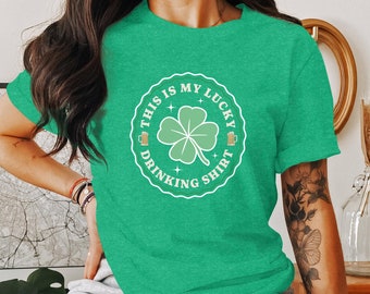 Questa è la mia maglietta da bere portafortuna, felpa da bere con trifoglio fortunato per il giorno di San Patrizio, maglietta grafica con birra irlandese a forma di trifoglio, felpa con cappuccio unisex per le feste