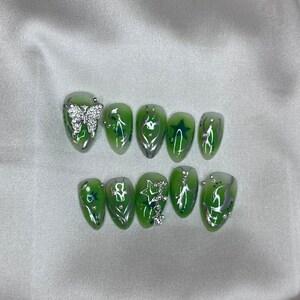 Green metallic press ons!