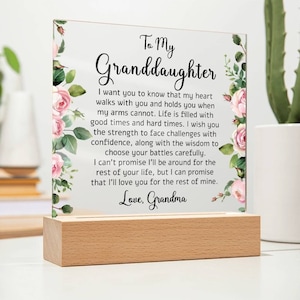 Personalized From Grandma to My Granddaughter LED Acrylic Plaque | Christmas Gift for Granddaughter | Gift for Grandchildren, Birthday Gift