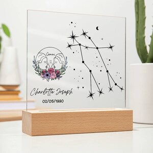 Gemini Sternzeichen Sternzeichen Plakette, Gemini Sternzeichen Geschenke, Sternzeichen Plaque Nachtlichtkonstellation Astronomie Geschenke, Sternzeichen Horoskop Geschenk