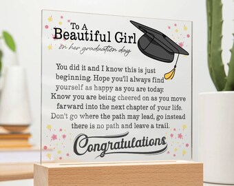 Regalo de graduación único para ella /Clase de 2024 Graduado de secundaria / Placa personalizada para graduado universitario /Felicidades graduado /Graduado de novia
