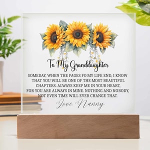 To my Granddaughter Sunflower Personalized LED plaque, from grandma Christmas gift for  granddaughter, from nana granddaughter birthday gift