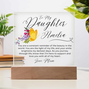 Personalized Custom Name To My Daughter LED Acrylic Plaque, Custom Unique Christmas Gift for Daughter, Gift from Mom, Daughter Gift from Dad