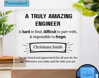 Engineer Appreciation Personalized Acrylic Plaque, Gift for Engineer, Engineering Gifts, Engineer Graduation, Civil Engineer, Christmas Gift