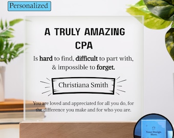 CPA Wertschätzung personalisierte Acryl Plaque, Geschenk für CPA, Buchhalter Geschenke, Cpa Abschlussfeier Geschenke, Steuersaison Geschenk, Cpa Buchhalter Geschenke