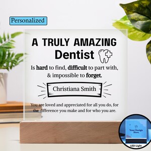 Dentist Appreciation Personalized Plaque, Gift for Dentist, Dental Gifts, Dentist Christmas, Dental Hygienist, Dentist Birthday Thank You