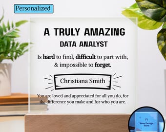 Data Analyst Appreciation Personalized Square Acrylic Plaque, Gift for Data Analyst, Data Analyst Office, Data Analyst Christmas Gift