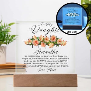 Personalized To My Daughter Custom Name LED Acrylic Plaque, Custom Unique Christmas Gift for Daughter, Gift from Mom, Daughter Birthday Gift