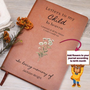 Niño en el cielo Flor del mes de nacimiento Diario personalizado, recuerdo de regalo de aborto espontáneo, regalo de pérdida de embarazo, diario conmemorativo del bebé, pérdida de bebé