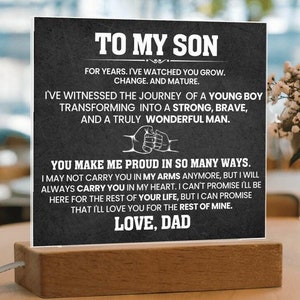 Son Personalized Acrylic Plaque, Dad to Son Gift, Son Birthday, Christmas Gifts for Son, Gift from Mom, Son Graduation, Custom Son Keepsake
