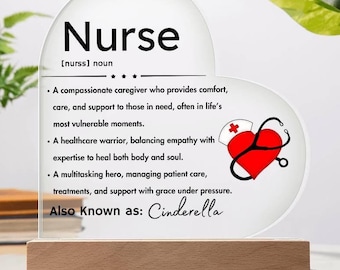 Personalized Nurse Definition Heart Plaque, Gift for Nurse, Nurse Thank You, Appreciation Gift, Nursing Graduate, Healthcare Worker, RN Gift