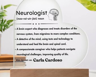 Placa de definición de neurólogo personalizada, regalo para neurólogo, regalos de neurocirujano, regalos de neurología, enfermera de neurociencia, regalos de Navidad