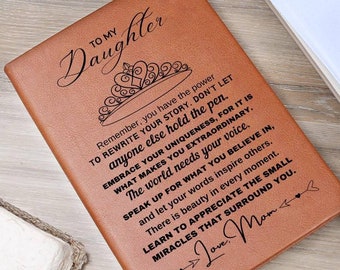 To my Daughter Personalized Leather Journal, Unique daughter gifts, Daughter Gifts from Mom, Father Daughter Gifts, Daughter Custom journal