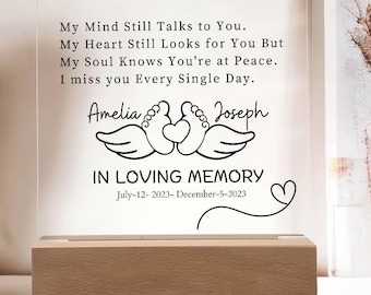 Personalized Baby Memorial Keepsake LED Acrylic Plaque, Pregnancy Loss Gifts, Miscarriage Remembrance Gift, Loss of Child, Infant loss Gifts