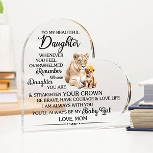 Personalized Gift for Daughter Heart Shape Acrylic Plaque, Daughter Birthday| Graduation| Wedding Gift, Mother Daughter gifts, Gift From Mom