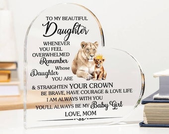 Personalized Gift for Daughter Heart Shape Acrylic Plaque, Daughter Birthday| Graduation| Wedding Gift, Mother Daughter gifts, Gift From Mom