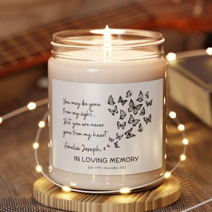 You may be gone Personalized memorial 9oz candle, In Loving Memory Christmas Remembrance Candle, Sympathy Gift, Bereavement|Condolences gift