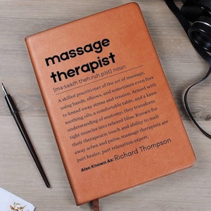 Massage Therapist Personalized Definition Leather Journal, Gift for Massage Therapist, Christmas Appreciation Gift, Massage Therapy Notebook