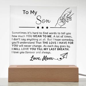 To My Son Acrylic Plaque – Perfect Gift from Mom for Son Birthday, Graduation, Anniversary, Wedding, Best Son Gifts, personalized Son Gift
