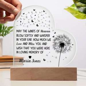 Personalized Memorial Heart Acrylic Plaque, Sympathy Gift, Loss of loved Ones, In Loving Memory Bereavement Gift|remembrance Keepsake plaque