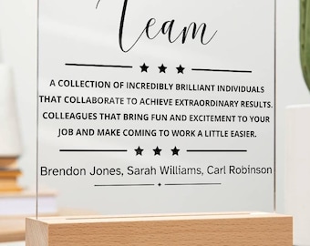 Personalized Team LED Acrylic Plaque, Employee Appreciation Gift, Co-Worker Recognition, Team Member Gift, Corporate|Employee Thank You gift