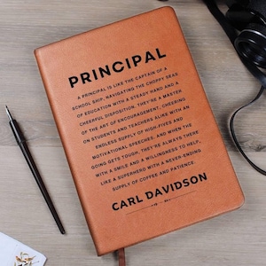 Personalized Journal for Principal Appreciation, Thank You Gift, Leather Notebook for School Principal, Principal Day, Principal Definition