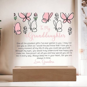 To My Granddaughter Butterfly Acrylic Plaque Gift from Grandma, Gifts for Granddaughter Christmas Unique Granddaughter Gifts, Gift from Nana