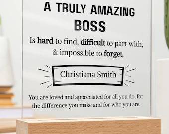 Amazing Boss Personalized Acrylic Plaque, Boss Appreciation Gift, Boss Retirement, Christmas Gifts for Boss, Female Boss, Boss Leaving Gifts
