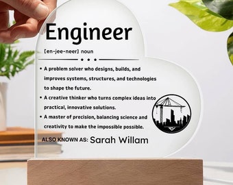 Personalized Engineer Definition Heart Plaque, Gift for Engineer, Engineer Thank You, Appreciation Gift, Civil Engineer Gift, Engineer Charm