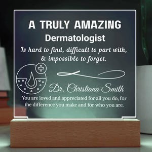 Dermatologist Gift Personalized Plaque, Dermatology Gifts|Gift for Skin Doctor|Dermatology Students Grad, Dermatologist Birthday & Christmas