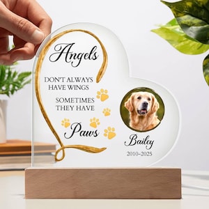 Personalized Dog Memorial Heart Acrylic Plaque, Pet Remembrance Keepsake, In Memory of Dog, Sympathy Gift for Pet Loss, Loss of dog keepsake