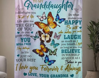 To My Granddaughter Personalized Blanket Gift from Grandma, Granddaughter Birthday Gift, Christmas Gifts for Granddaughter From Grandmother