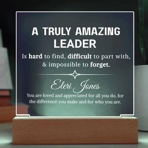 Leader Gift Personalized LED Plaque, Gift for Coach, Gifts for Mentor, Team Leader Gift|Leadership Appreciation & Thank You|Difference Maker