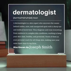 Dermatologist Personalized Acrylic Plaque, Dermatology Gifts, New Dermatologists|Dermatology Office|Dermatology Graduate|Dermatologist Squad