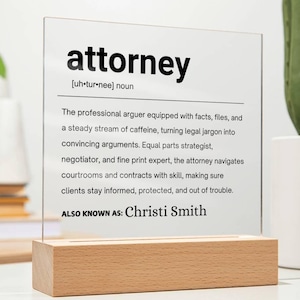 Attorney Gift Personalized Definition Acrylic Plaque, Gift for Attorney, Attorney Christmas Gift|Attorney Appreciation|Law School Graduation