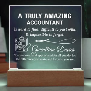 Accountant Gift Personalized LED Acrylic Plaque, Gift for CPA, Tax Accountant Gift, Accountant Dad, Retirement & Graduation Gift, Tax Season