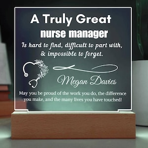 Personalized Nurse Manager Acrylic LED Sign: Appreciation Gift