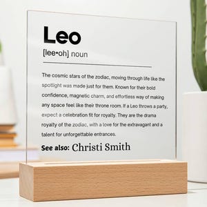 Leo Zodiac Personalized Definition Acrylic Plaque, Gift for Leo, Leo Birthday Gift, Zodiac Leo Astrology Decor, July August Birthday Gift