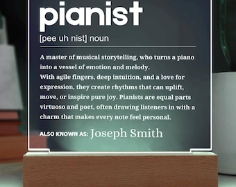 Pianisten Definition Personalisierte LED Acryl Plakette, Geschenk für Pianisten, Klavierlehrer Geschenk, Pianist Geburtstag & Weihnachtsgeschenke, Klavierliebhaber