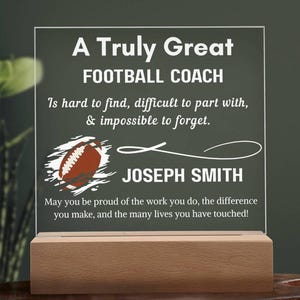 Personalized Football Coach Gift Acrylic Sign – Custom Gift for Coach, Football Coach Appreciation