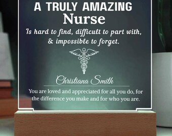 Nurse Gift Personalized LED Acrylic Plaque, Gift for Registered Nurse, Nursing Graduates, New Nurse Appreciation, Nurse Birthday, Christmas