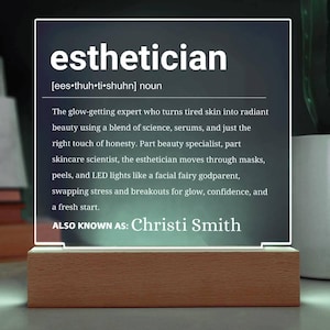 Esthetician Gift Personalized LED Acrylic Plaque, Gift for Licensed Esthetician, Skincare Specialists, Esthetician Graduate, Makeup Artist