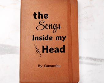 Diario di scrittura di canzoni in pelle personalizzato: quaderno con testi personalizzati