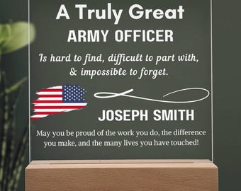 パーソナライズされた米国陸軍将校記念サイン - 陸軍昇進、陸軍将校退職、退役軍人への贈り物に最適なカスタムミリタリーギフト