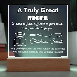 Personalized Principal Gift Acrylic Sign – School Principal Appreciation, Thank You or Retirement Gift, Teacher’s Day, Elementary Princi