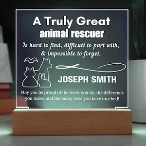 Personalized Animal Rescuer Gift LED Acrylic Sign – Dog Rescuer Appreciation, Cat Rescuer Gift, Funny Animal Rescue Decor, Thank You Gift