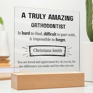 Orthodontist Appreciation Personalized Square Acrylic Plaque, Gift for Orthodontist, Dental Gifts, Orthodontic Office, Orthodontic Team Gift